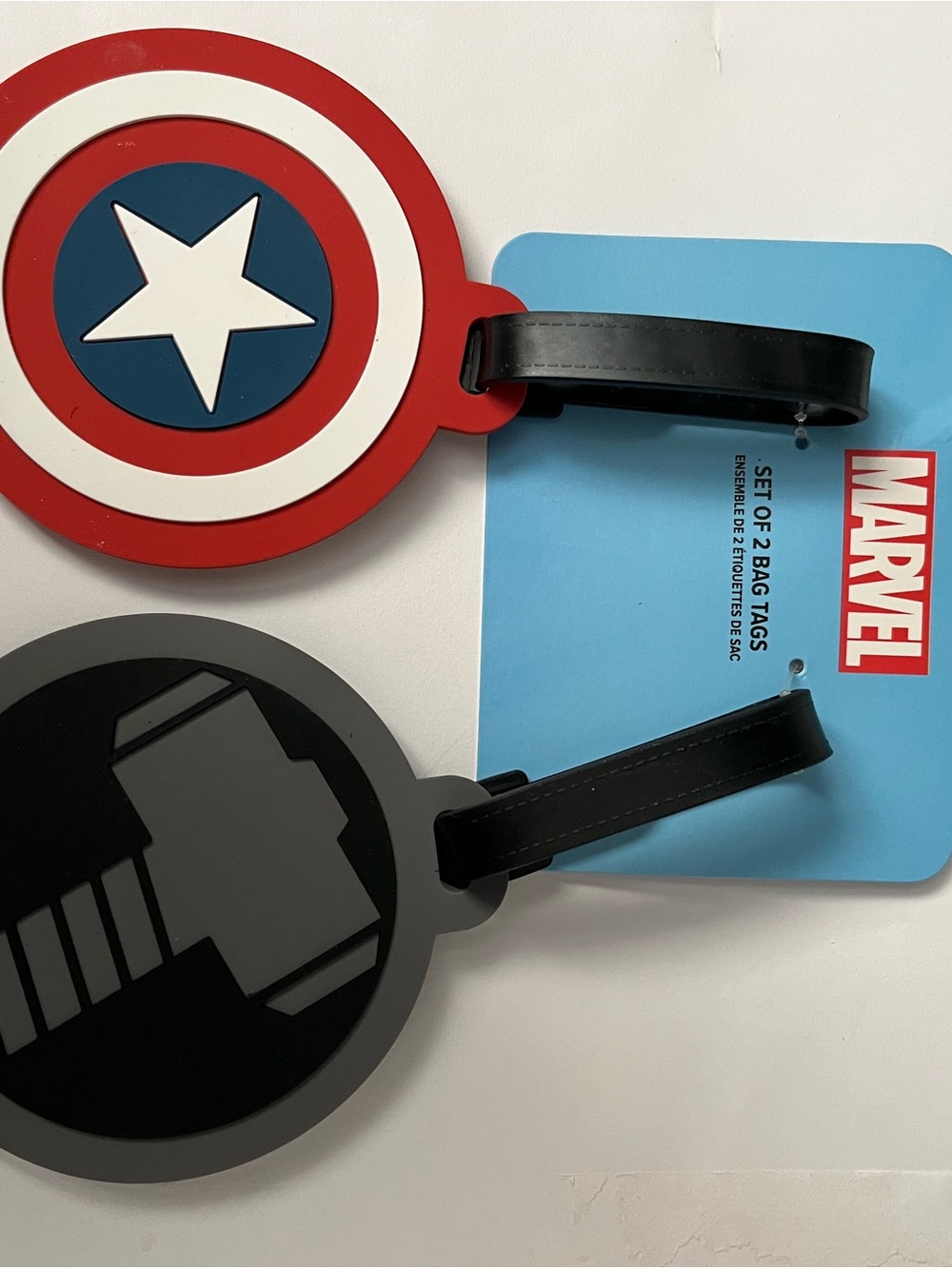 Marvel Captain America & Thor Silicone Bag Tags - Red, Blue, White & Gray